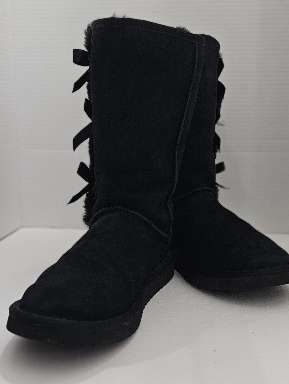 Koolaburra by UGG Victoria Tall Black Suede Bow Boots Women's Size 10